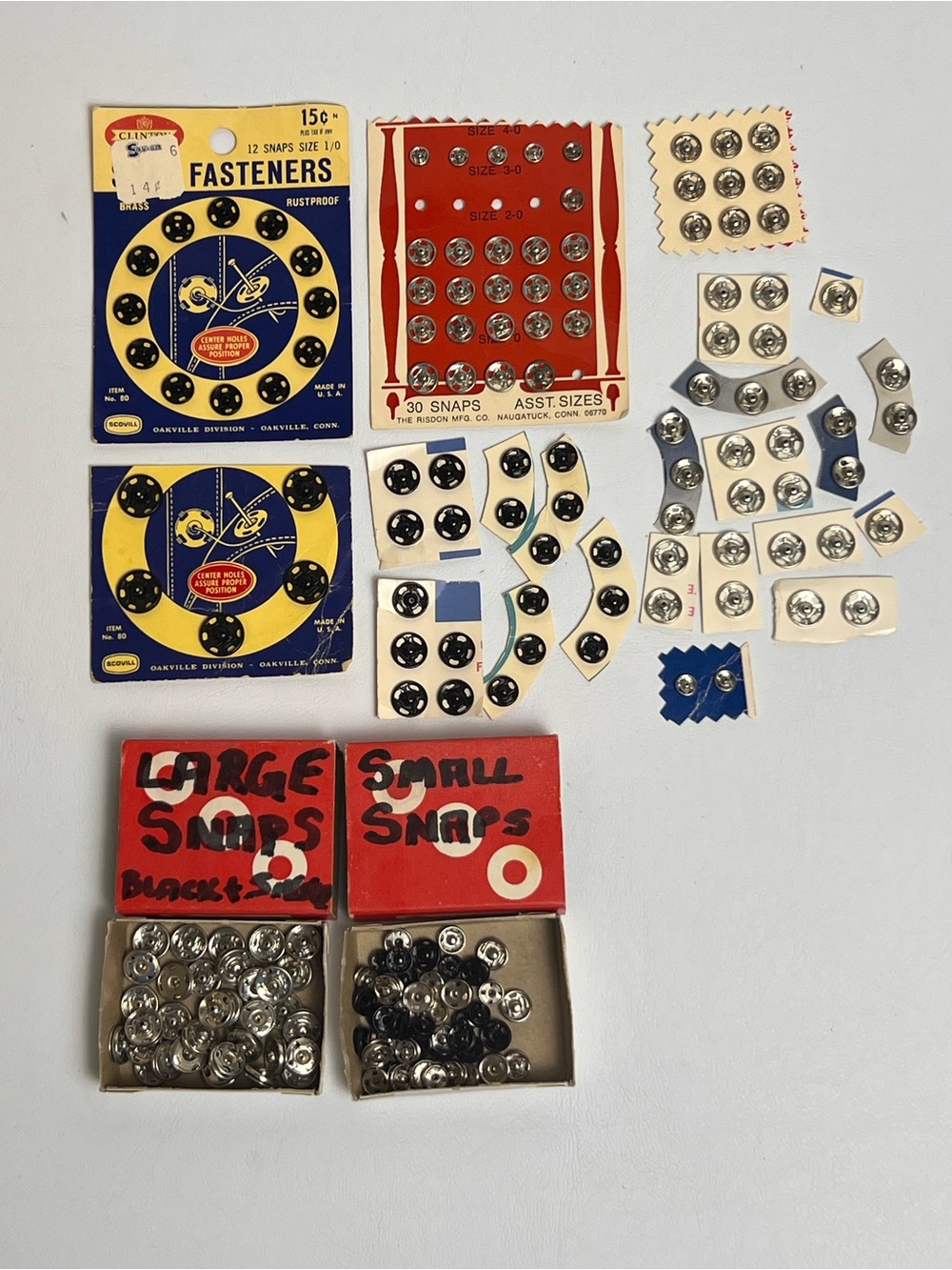 VTG Mixed Lot Metal Snap Fasteners Clinton Scovil Risdon Variety Sizes